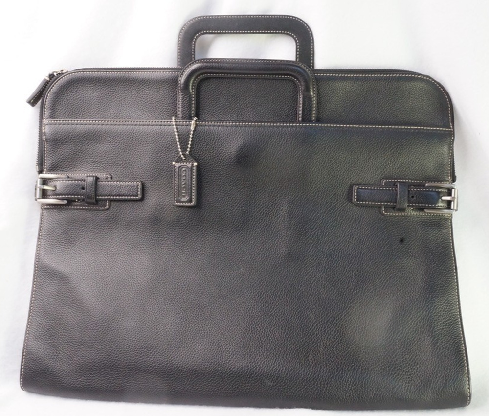 Vintage Coach 5152 Black Pebbled Leather Briefcase Laptop Portfolio Bag CLC